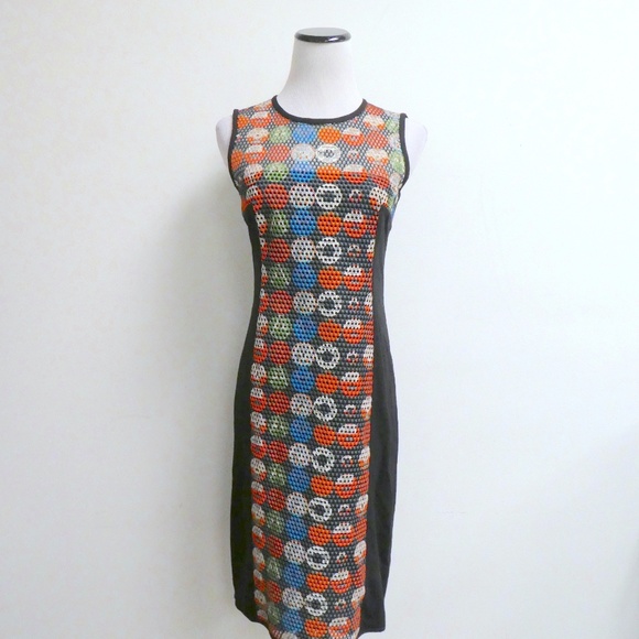 Akris Punto Dresses & Skirts - AKRIS SWITZERLAND BLACK multicolor mesh SHEATH sleeveless Dress 4